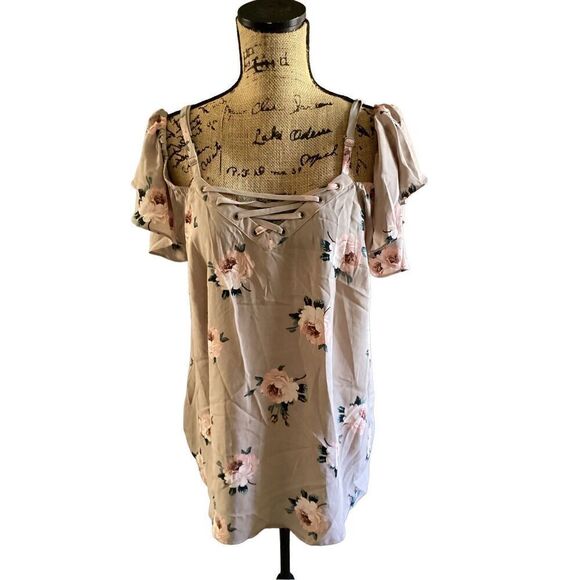 Torrid Rose Floral Cold Shoulder Blouse - Picture 1 of 8